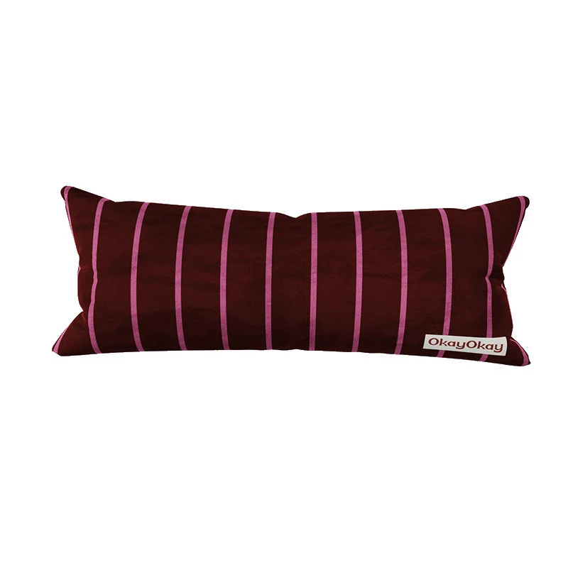 Square Velvet Striped Decorative Throw Pillow with Plush Insert