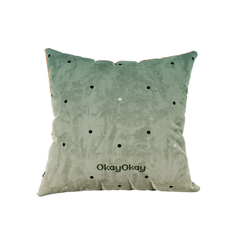 Square Ombre Plush Decorative Throw Pillow Cover with Multicolor Heart Motif and Concealed Zipper