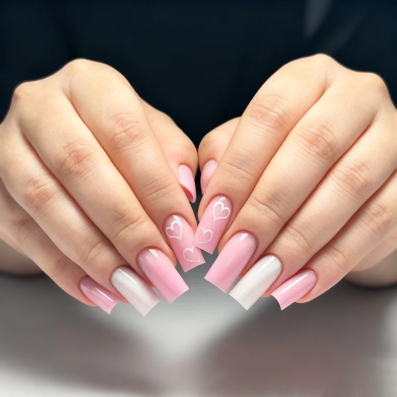Herz-verzierte Gradient-Nagelkunst-Design Karnz