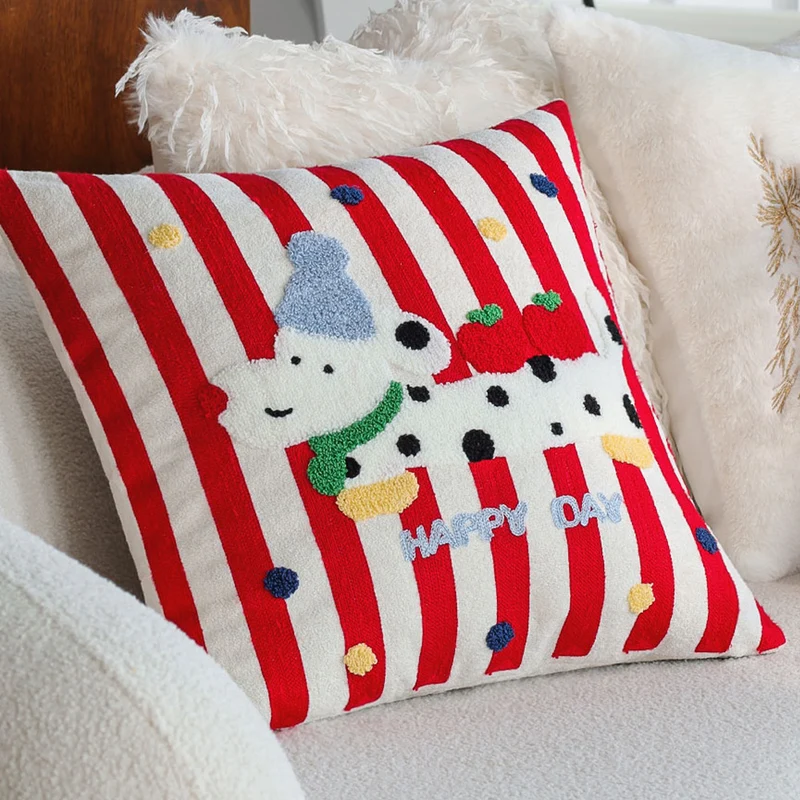 Rectangular plush decorative pillow with textured knit look and metal eyelets Stornfield