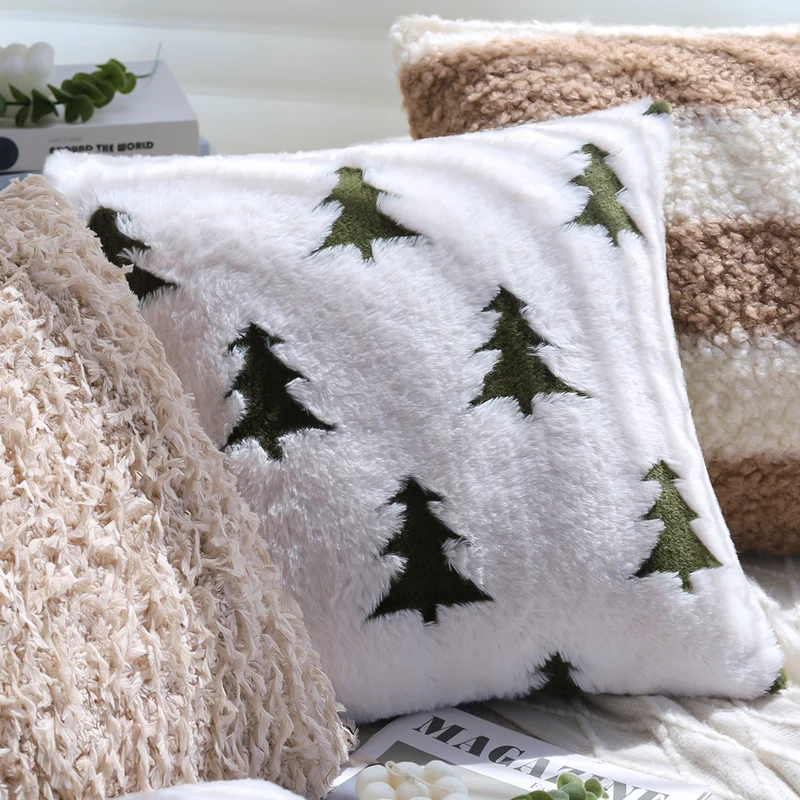 Rectangular plush home cushion with tree tufting Stornfield