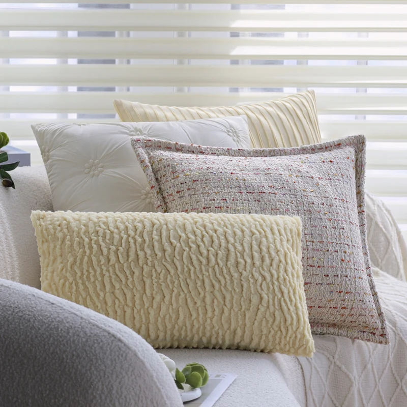 Rectangular decorative pillow with teddy fleece surface and cozy filling Stornfield