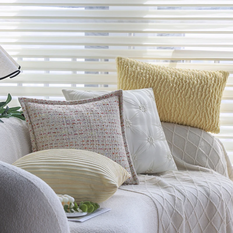 Rectangular decorative pillow with teddy fleece surface and cozy filling Stornfield