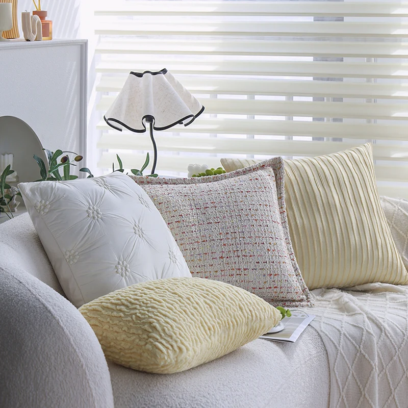 Rectangular decorative pillow with teddy fleece surface and cozy filling Stornfield