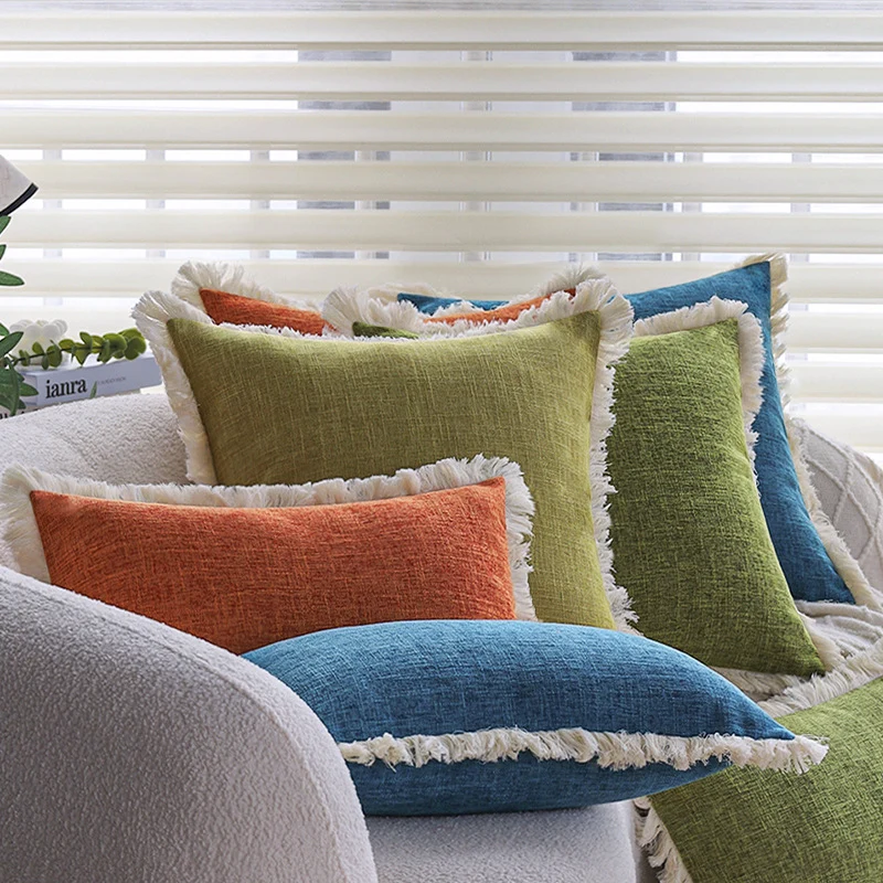 Rectangular sofa cushion cover in linen look Stornfield