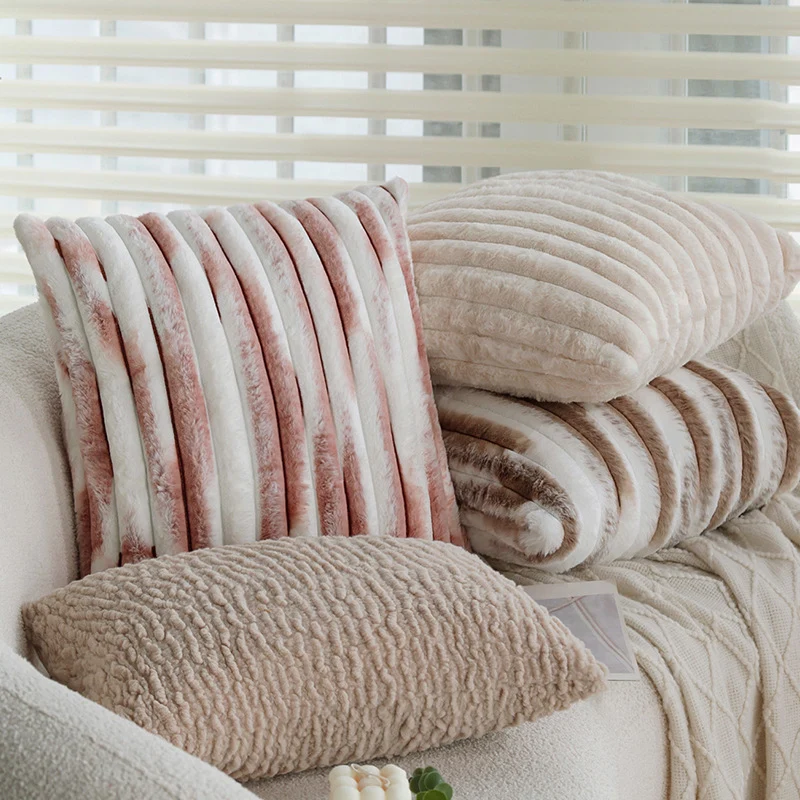 Rectangular Sherpa pillowcase with wavy plush texture and hidden zipper Stornfield