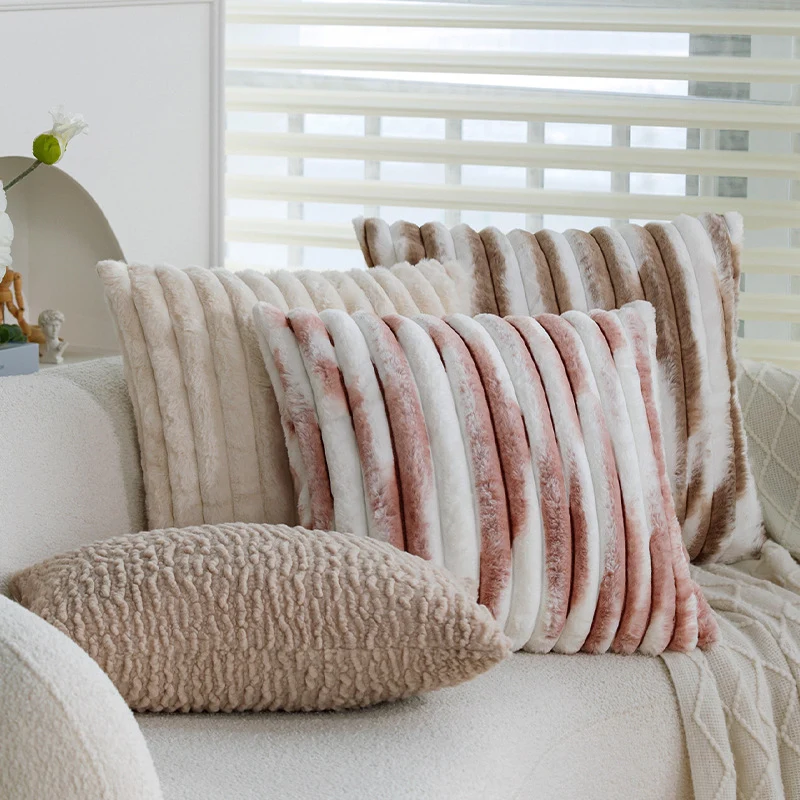 Rectangular Sherpa pillowcase with wavy plush texture and hidden zipper Stornfield