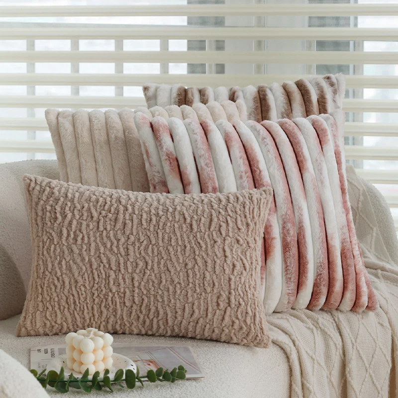 Rectangular Sherpa pillowcase with wavy plush texture and hidden zipper Stornfield
