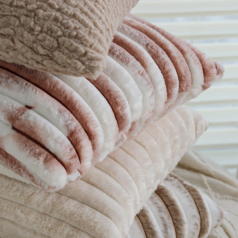 Rectangular Sherpa pillowcase with wavy plush texture and hidden zipper Stornfield