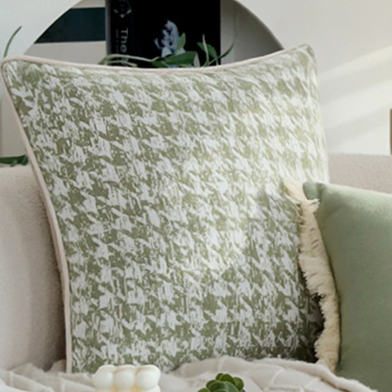 Rectangular long pillowcase made of velvety soft microvelours with decorative fringe finish Stornfield