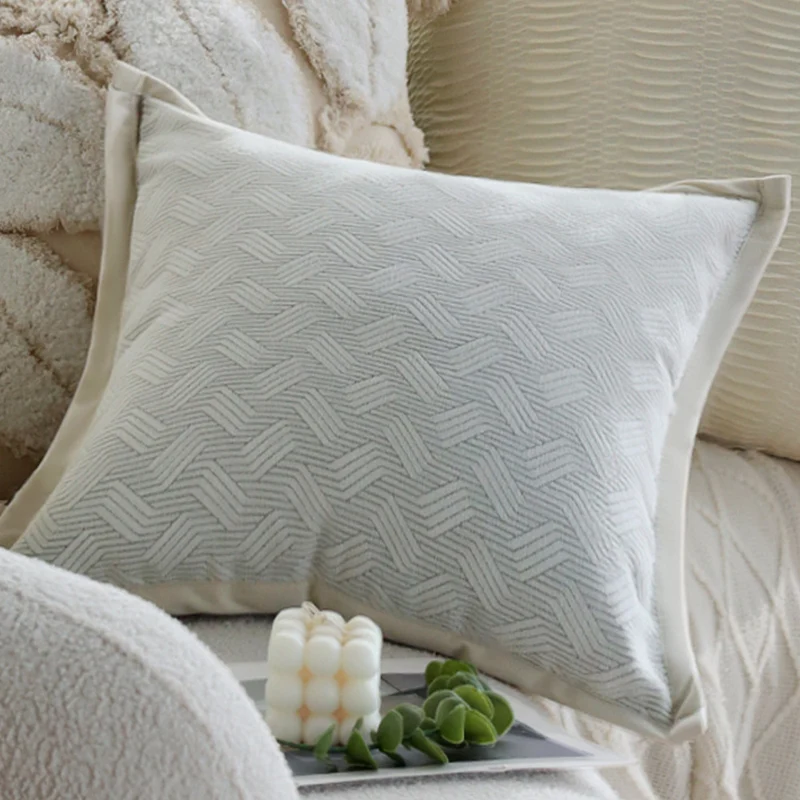 Rectangular long pillowcase made of velvety soft microvelours with decorative fringe finish Stornfield