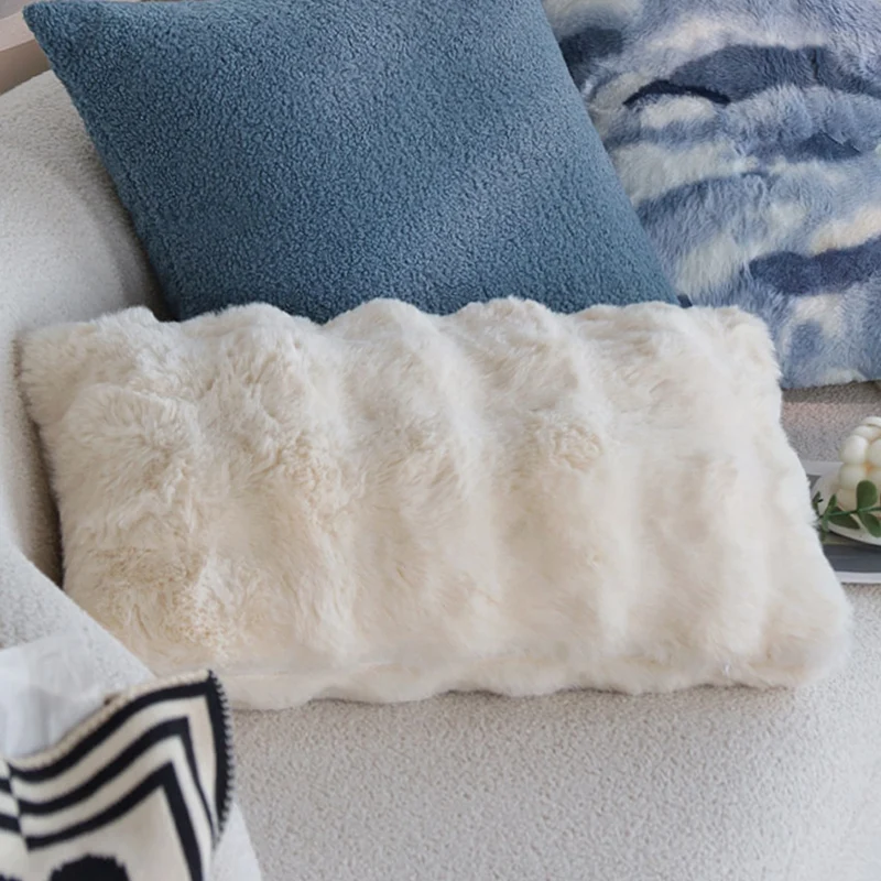 Rectangular faux fur pillowcase luxurious and plush Stornfield