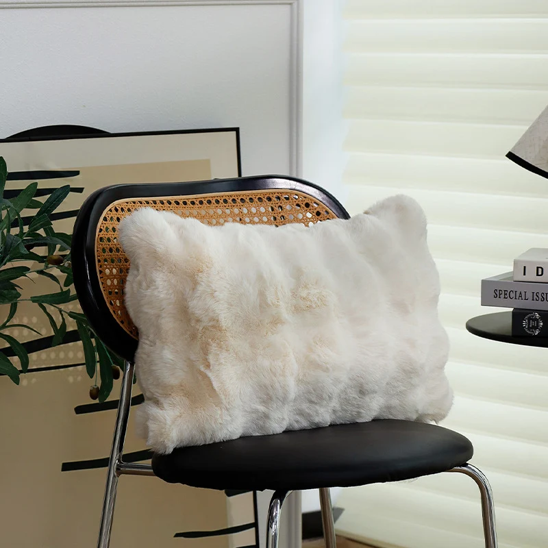 Rectangular cushion cover made of textured bouclé-tweed blend with concealed zipper Stornfield