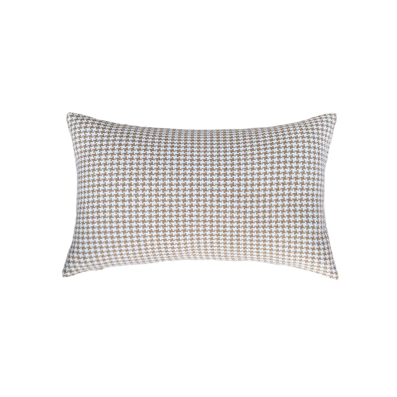 Rectangular Houndstooth Lumbar Pillow Cover made of dense cotton blend with concealed zipper Stornfield
