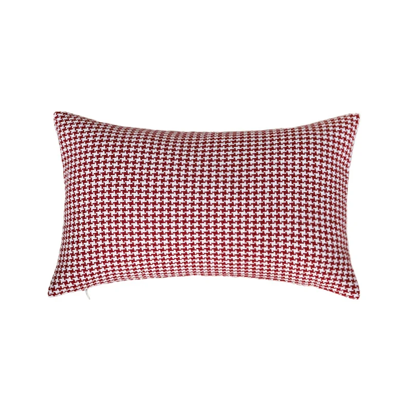 Rectangular Houndstooth Lumbar Pillow Cover made of dense cotton blend with concealed zipper Stornfield