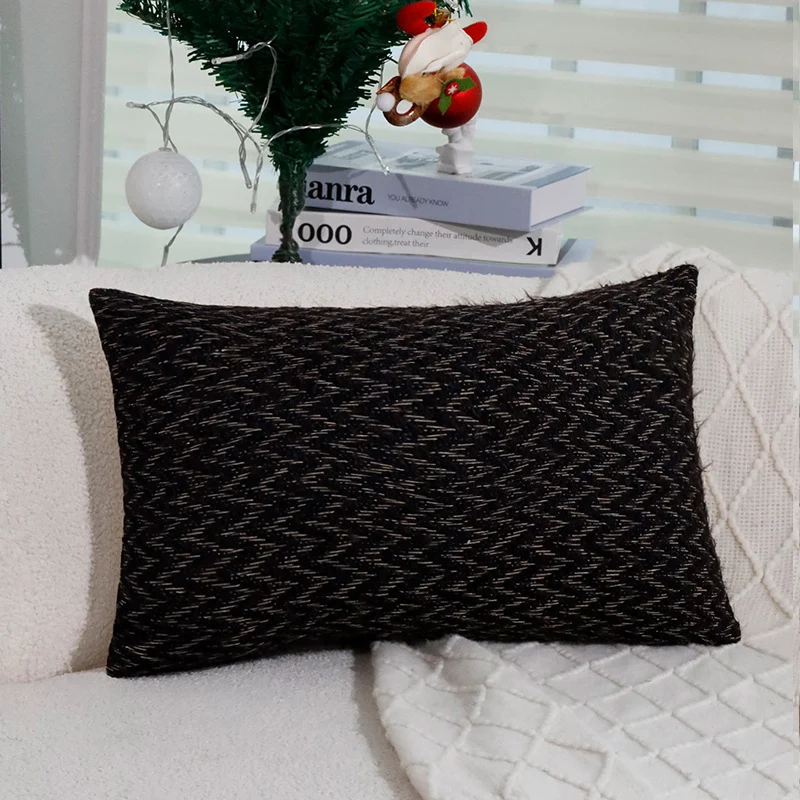 Rectangular Houndstooth Boucle Pillowcase with textured weave appearance and fine linen touch Stornfield