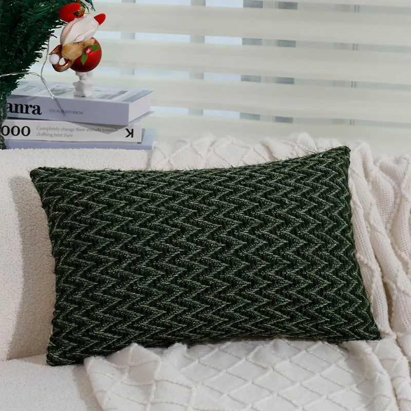 Rectangular Houndstooth Boucle Pillowcase with textured weave appearance and fine linen touch Stornfield
