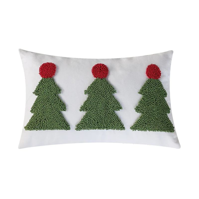 Rectangular decorative cushion cover with tufted Christmas tree application Stornfield