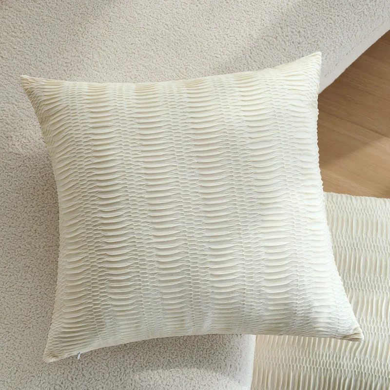Rectangular decorative cushion cover with gathered pleated look Stornfield