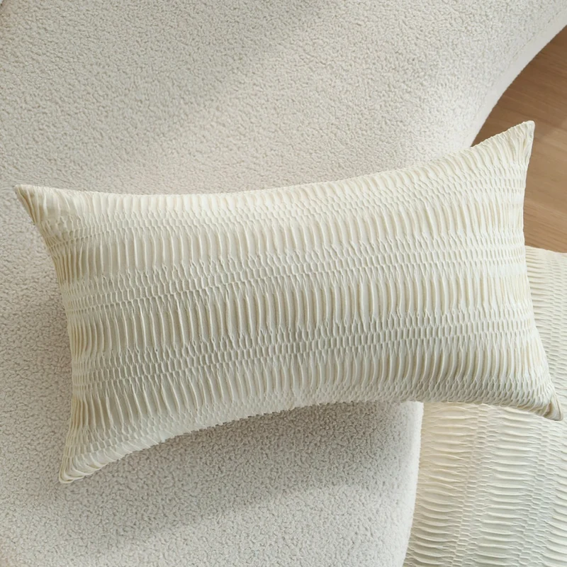 Rectangular decorative cushion cover with gathered pleated look Stornfield