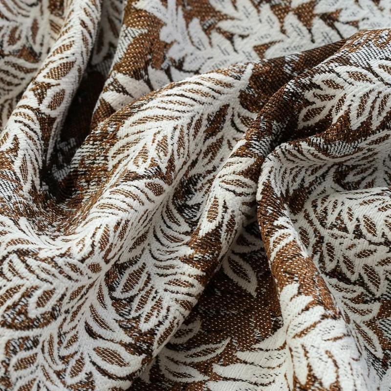 Rectangular decorative cushion cover with embroidered leaf jacquard and fringe edge Stornfield