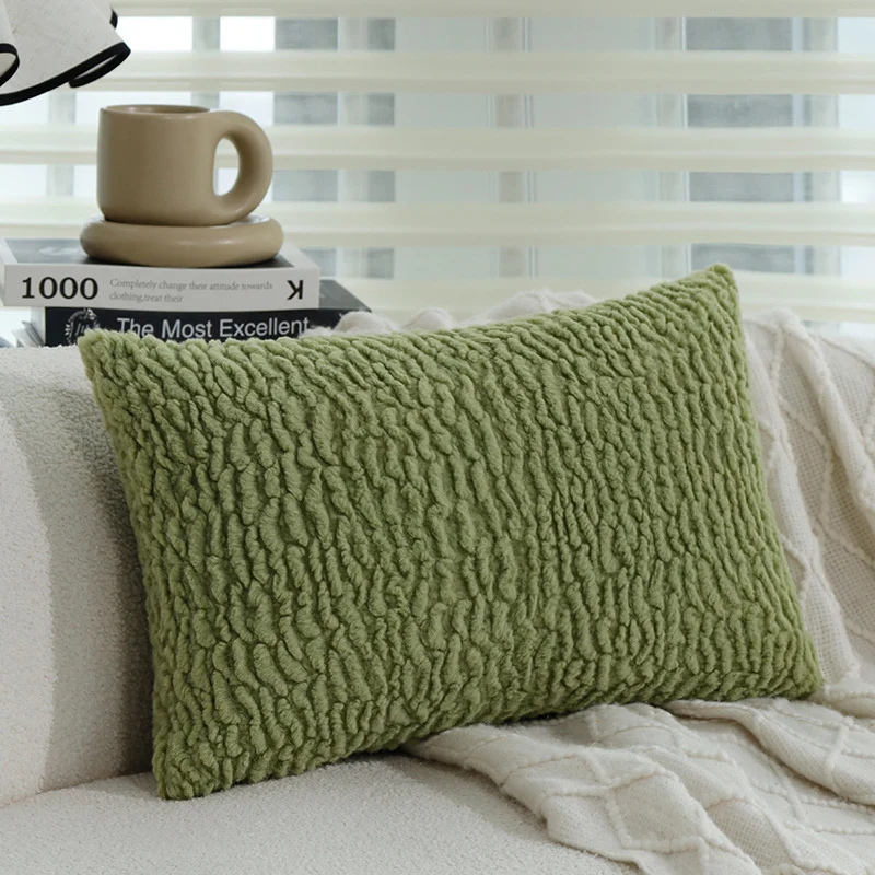 Square decorative cushion with raised leaf tufting and tassels Stornfield