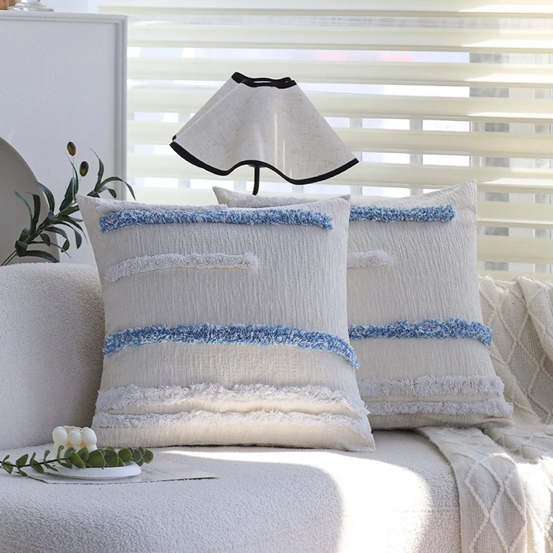 Square decorative cushion with chenille relief and structured application Stornfield
