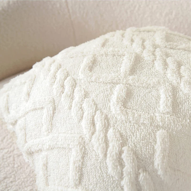Square living cushion made of teddy boucle with raised diamond texture Stornfield