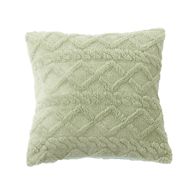 Square living cushion made of teddy boucle with raised diamond texture Stornfield