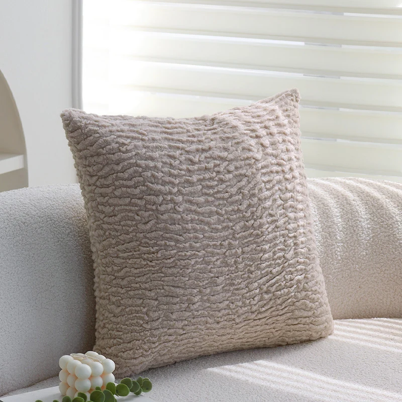 Square decorative cushion cover with woolly sheepskin effect and extra soft Sherpa feel Stornfield