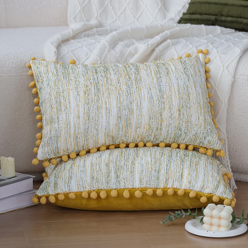 Square decorative cushion cover with embossed fringe stripes and concealed zipper Stornfield