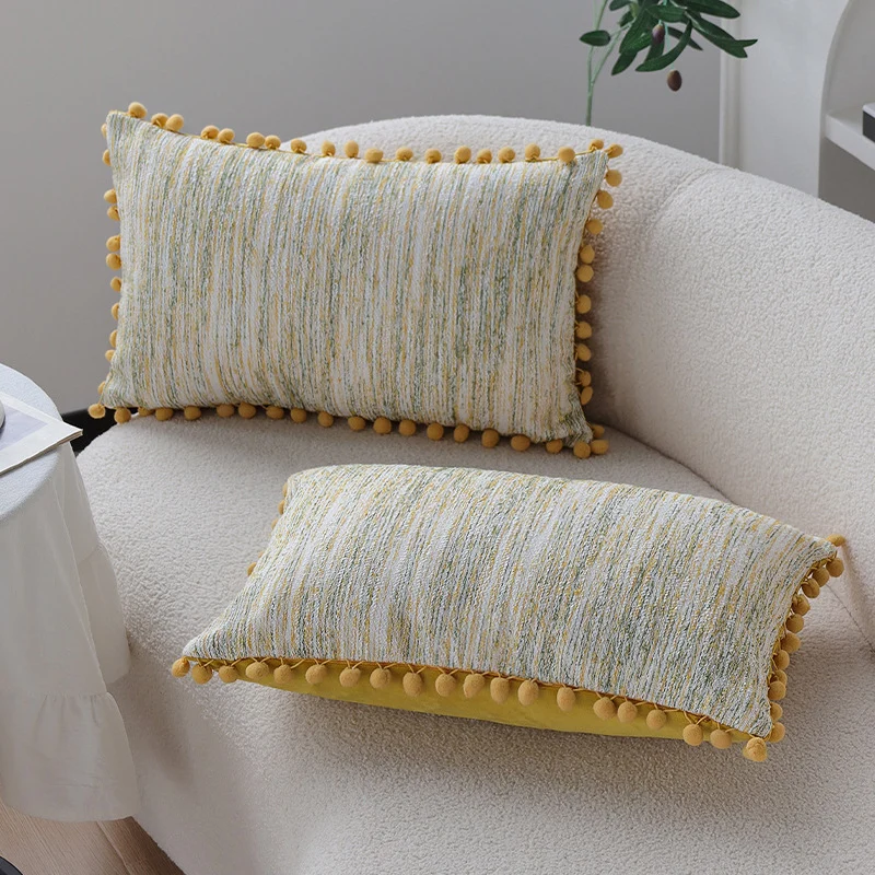 Square decorative cushion cover with embossed fringe stripes and concealed zipper Stornfield
