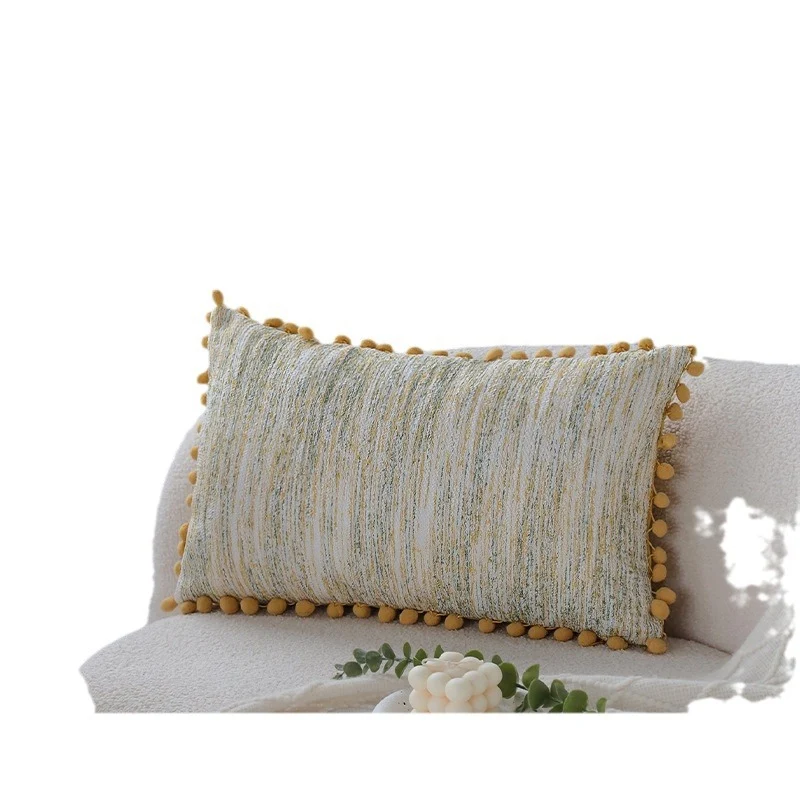 Square decorative cushion cover with embossed fringe stripes and concealed zipper Stornfield