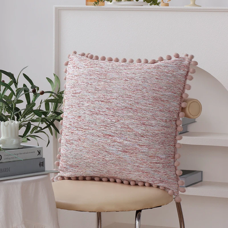 Square decorative cushion cover with embossed fringe stripes and concealed zipper Stornfield