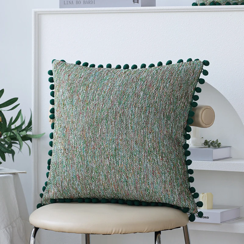 Square decorative cushion cover with embossed fringe stripes and concealed zipper Stornfield