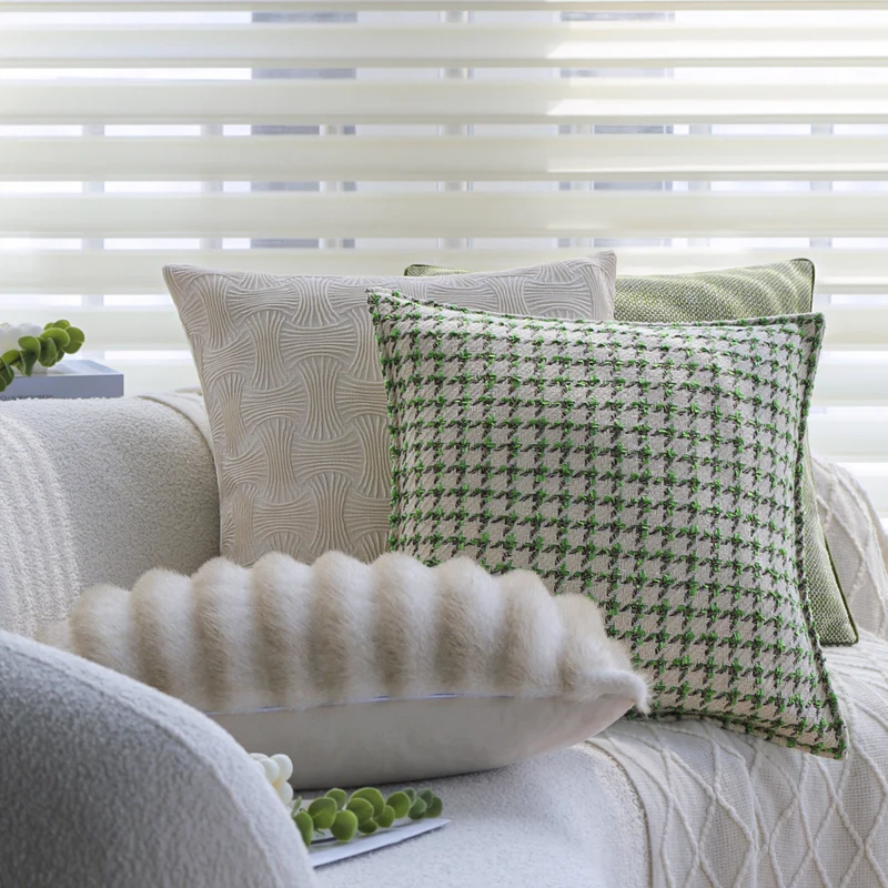 Square decorative cushion cover with embossed wave mosaic Stornfield