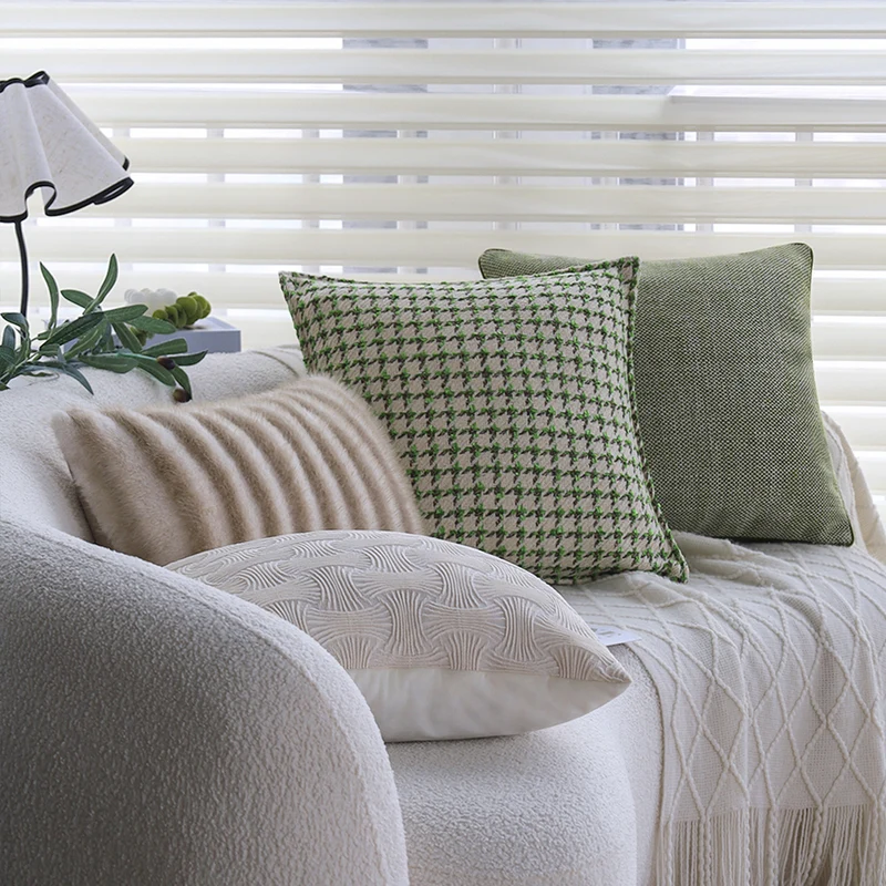 Square decorative cushion cover with embossed wave mosaic Stornfield
