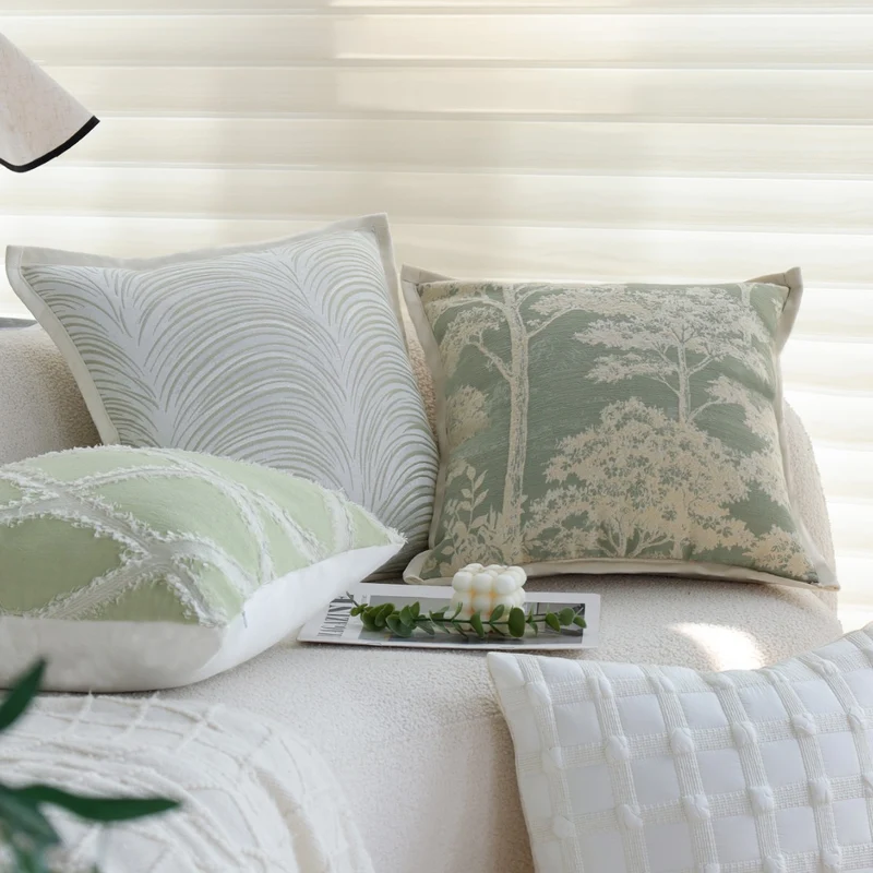 Square decorative cushion cover with relief feather arch jacquard and piped edge Stornfield