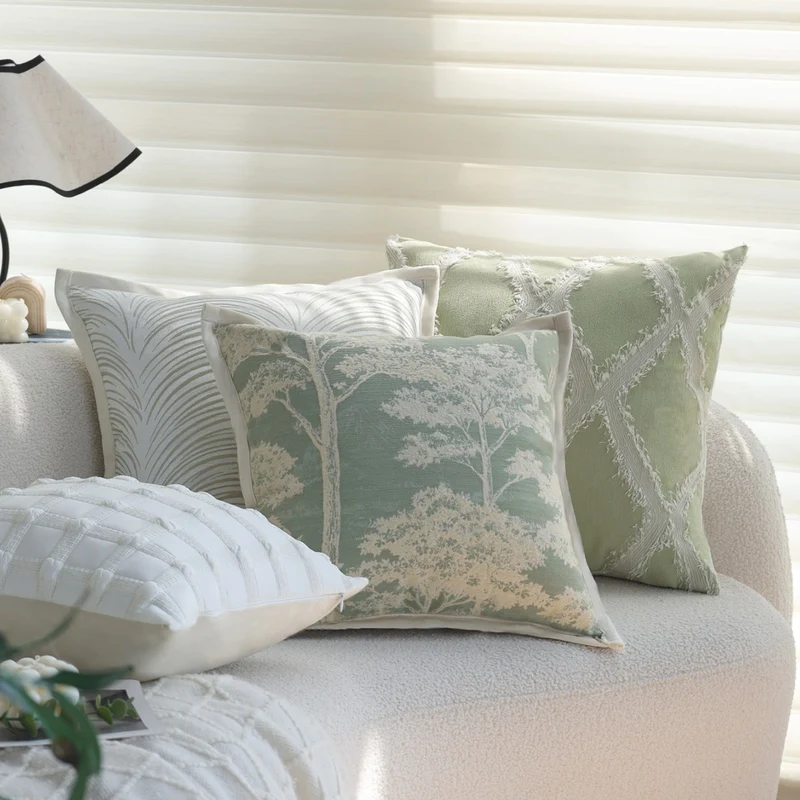 Square decorative cushion cover with relief feather arch jacquard and piped edge Stornfield