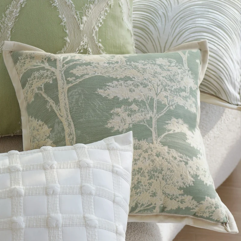 Square decorative cushion cover with relief feather arch jacquard and piped edge Stornfield
