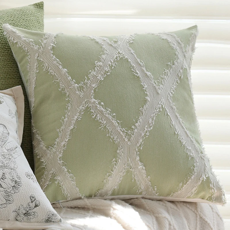 Square decorative cushion cover with relief feather arch jacquard and piped edge Stornfield