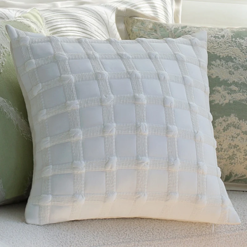 Square decorative cushion cover with relief feather arch jacquard and piped edge Stornfield