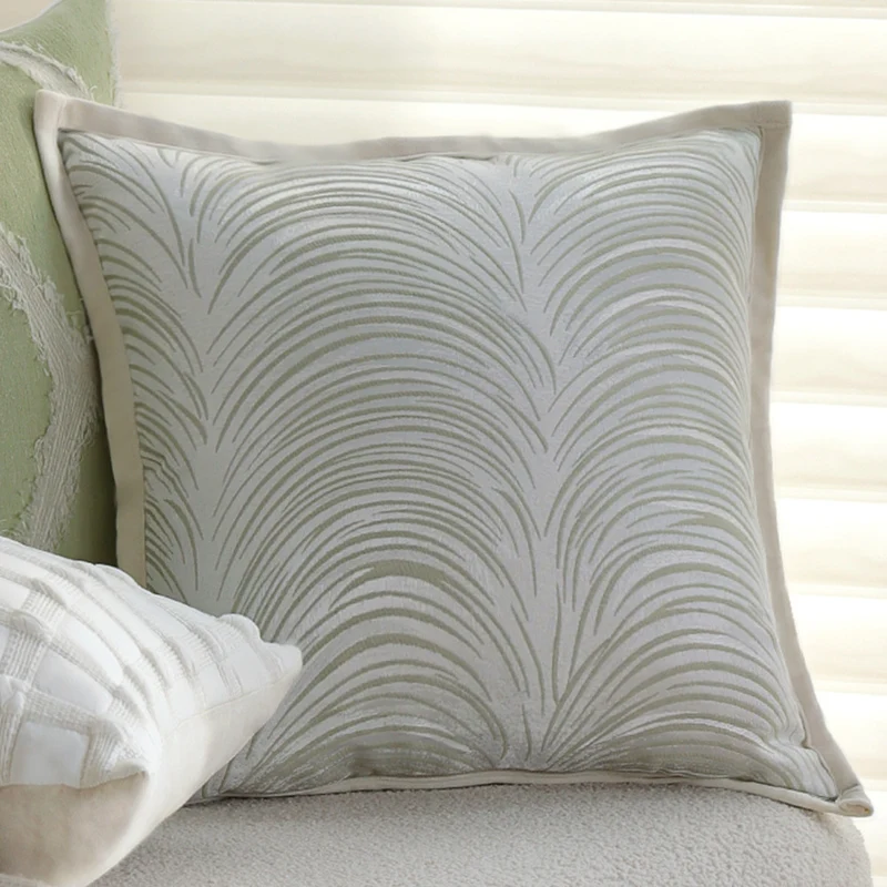 Square decorative cushion cover with relief feather arch jacquard and piped edge Stornfield