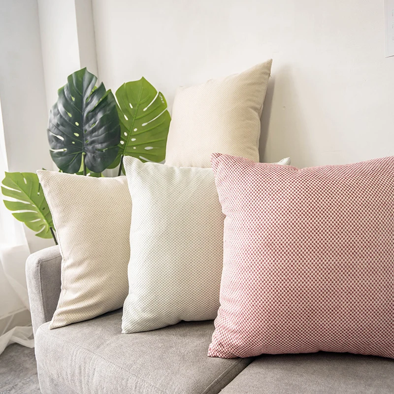 Square decorative pillow cover with micro-structured dot binding and concealed zipper Stornfield