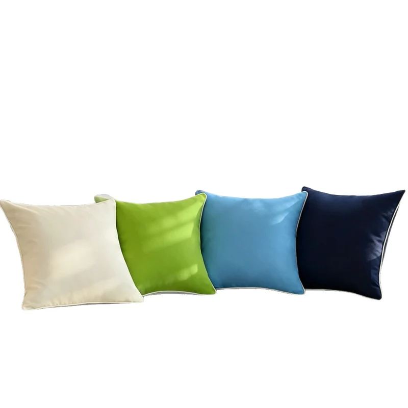 Square decorative pillow cover with contrasting piping and smooth microvelvet look Stornfield