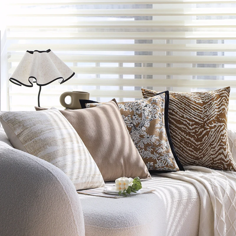 Square decorative cushion cover with woven animal relief and textured cotton blend Stornfield