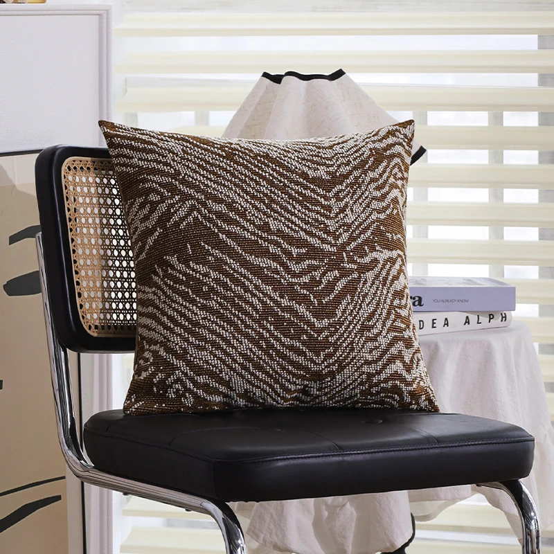 Square decorative cushion cover with woven animal relief and textured cotton blend Stornfield