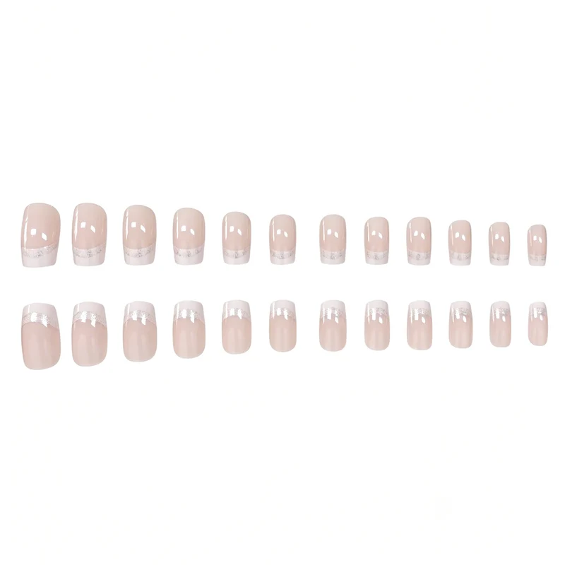 Glänzendes French Tip Press-On Nagelset Karnz