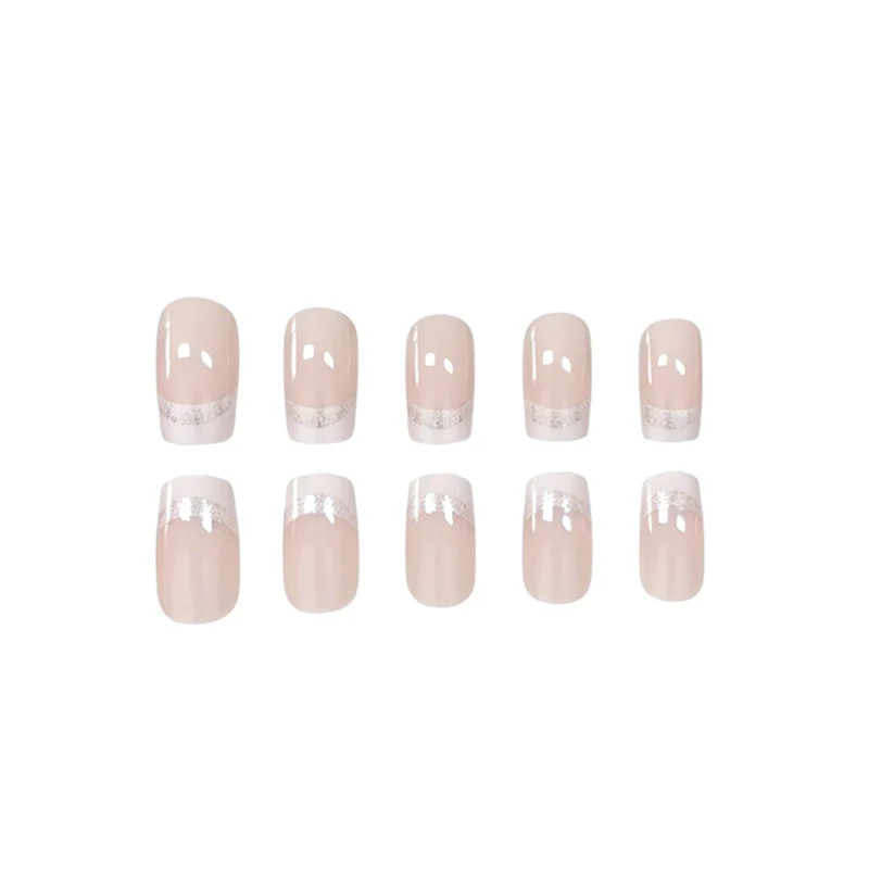 Glänzendes French Tip Press-On Nagelset Karnz