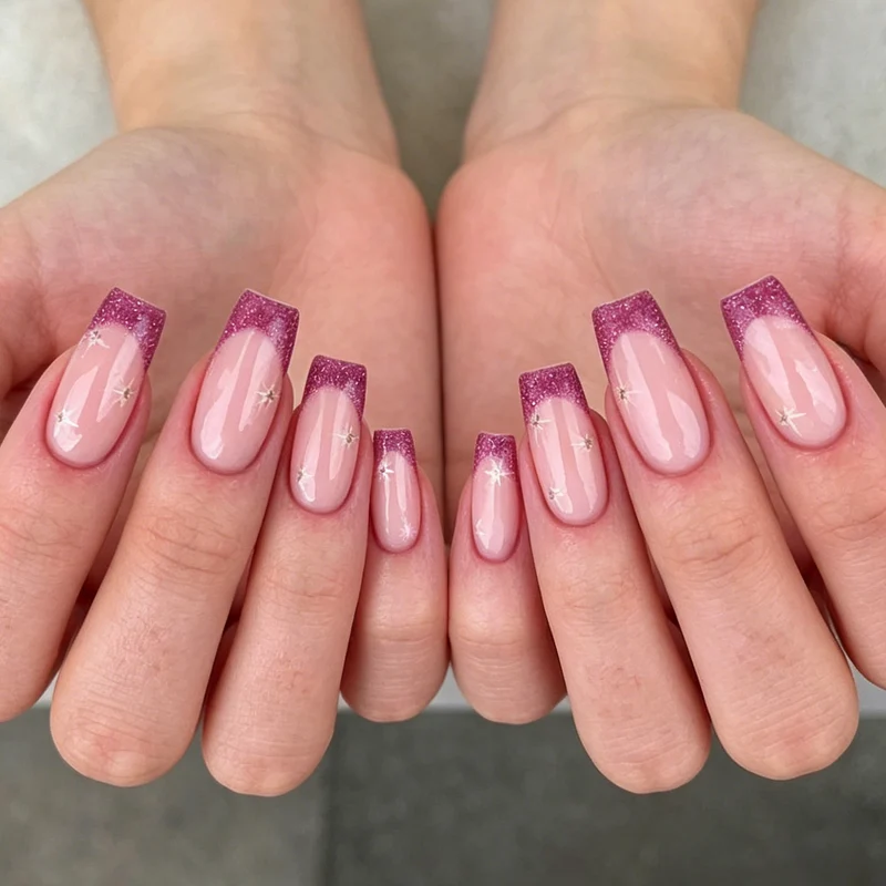 Glitzernde French Tip Nail Art Verbesserungen Karnz
